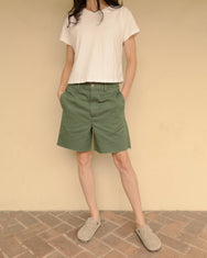The Buckle Back Trouser Shorts Army