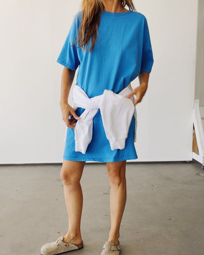 Oversized Tee Dress Cerulean