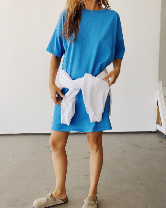 Oversized Tee Dress Cerulean