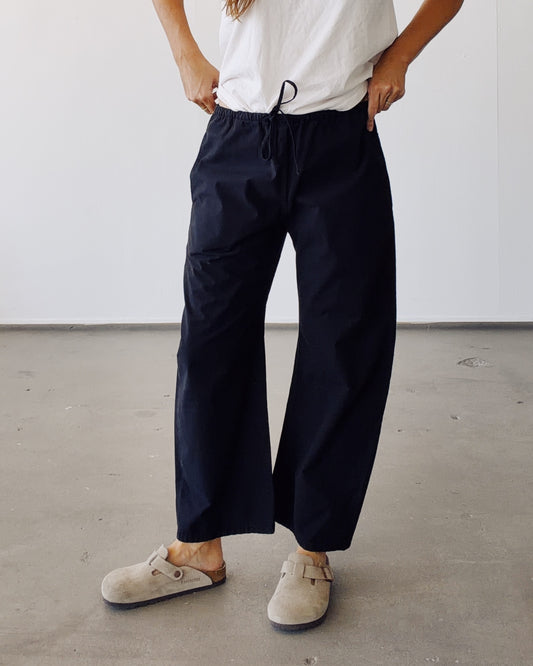 The Drawstring Pant Black Chambray