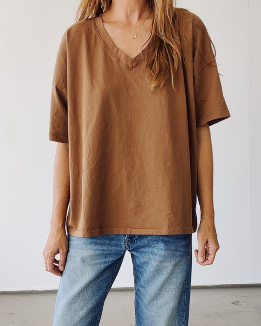 The Oversized V-Neck Carob