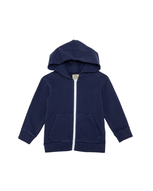The Kids Zip Hoodie Navy