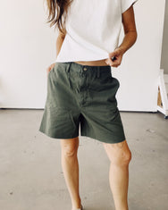 The Buckle Back Trouser Shorts Army