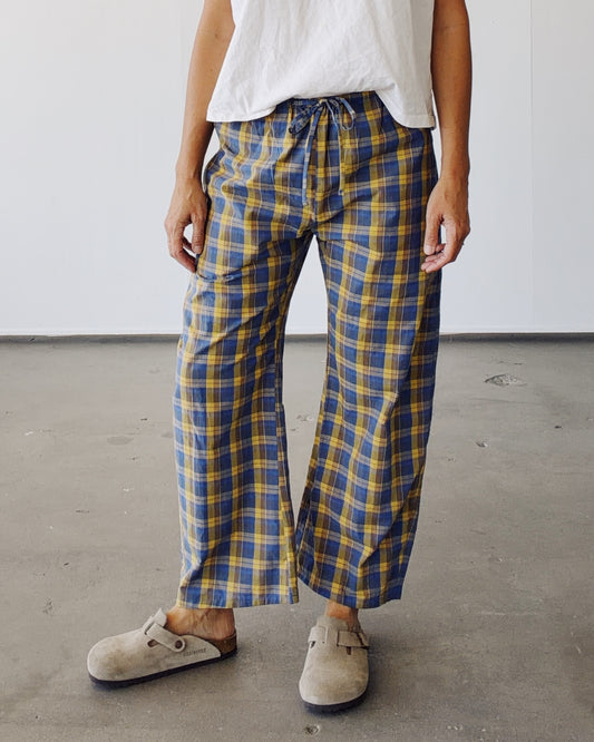 The Drawstring Pant Blue Madras