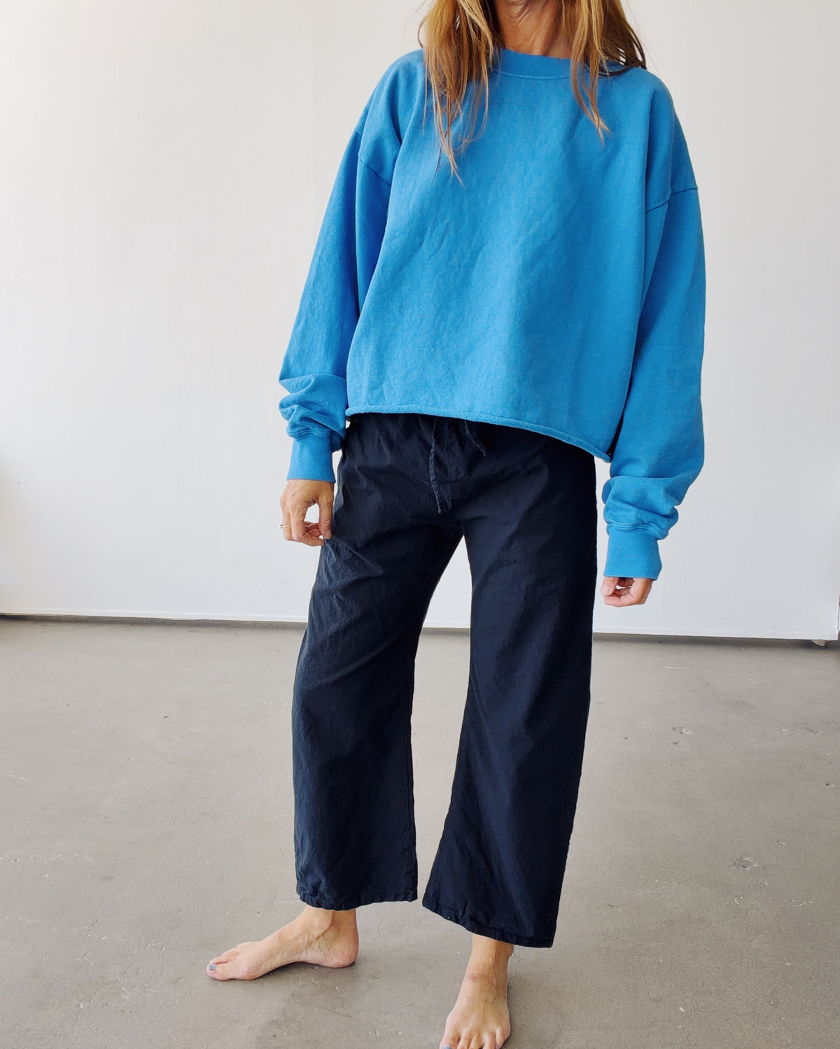 The Drawstring Pant Black Chambray