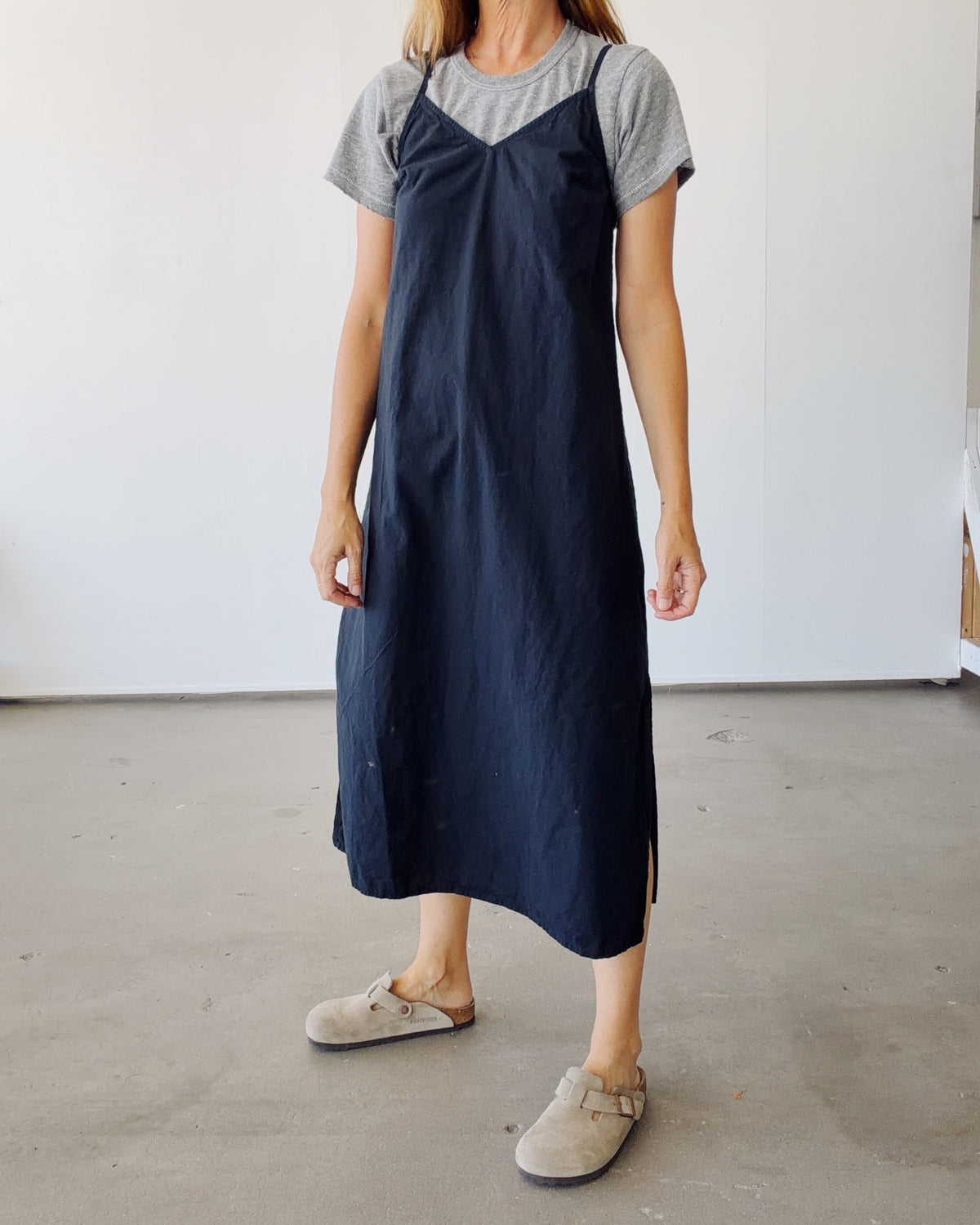 The Slip Dress Black Chambray