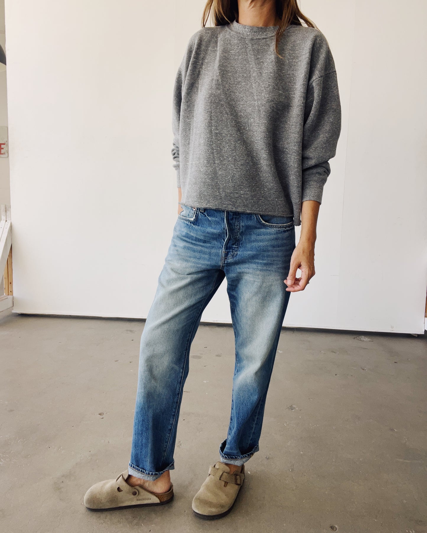 The Boxy Crop Sweatshirt P.E. Grey