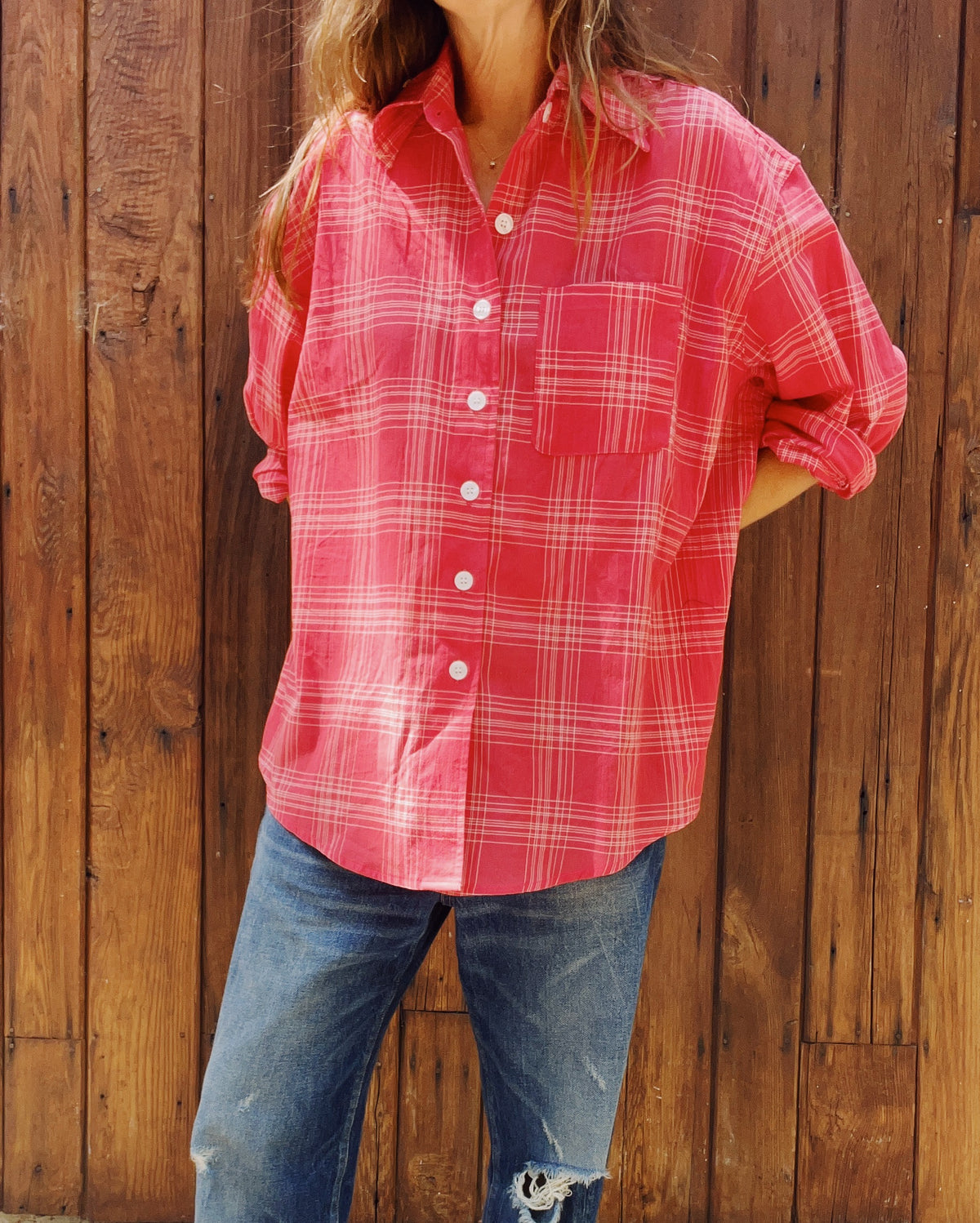 The Big Shirt Breezy Check Red