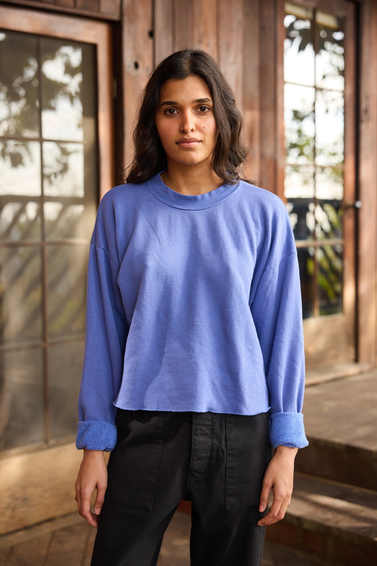 The Boxy Crop Sweatshirt Periwinkle